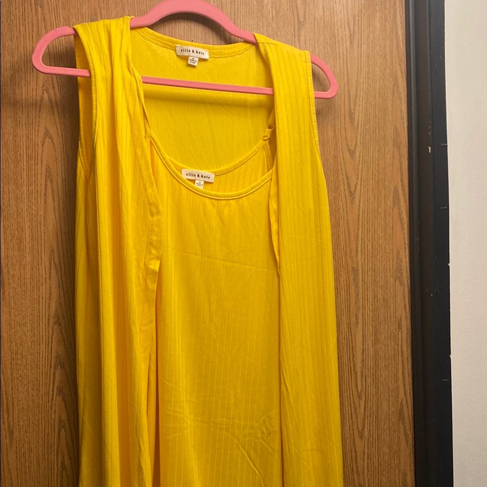 NWT Ellie & Kate Yellow bodysuit and sleeveless cardigan